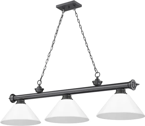 Miniatura 7 de Z-Lite 2306-3BP-PWH - Colgante de billar con cordón, 3 luces, 180 vatios totales, chapado en bronce
