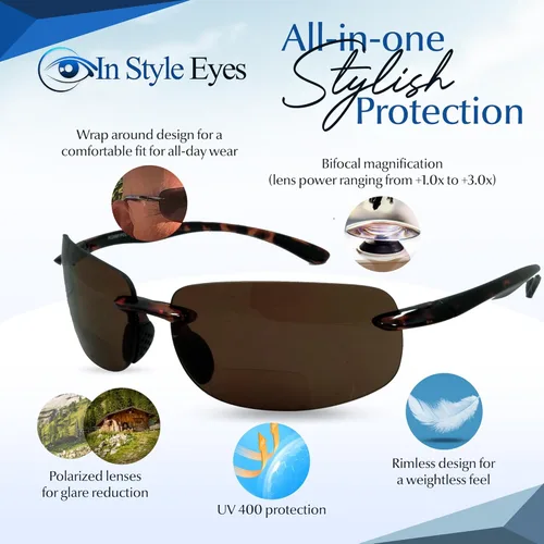 Miniatura 2 de In Style Eyes Lovin Maui - Lentes de sol bifocales envolventes, lentes de lectura polarizados que reducen el deslumbramiento solar, lente de línea