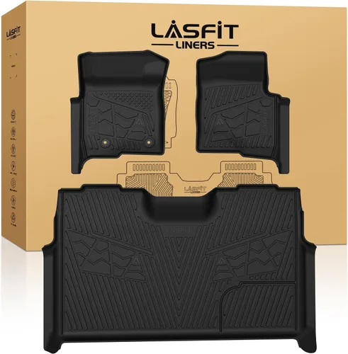 LASFIT Alfombrillas para Ford F-150 2011-2014 SuperCrew, alfombra de la fila delantera con consola de flujo continuo, protector para todo tipo de