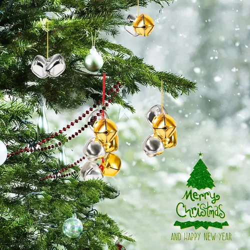 Miniatura 6 de Augshy 200 cascabeles de cascabel de 3/5 pulgadas, campanas de manualidades a granel para decoración de Navidad, hogar y mascotas, decoración de Oro
