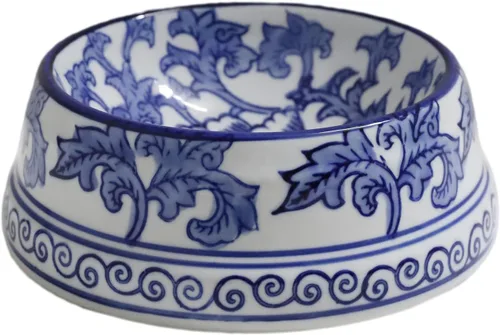 Miniatura 15 de Aimusego Plato chino de cerámica azul de 6.7 pulgadas para alimentos y agua para perros pequeños y medianos/gatos, tazón antideslizante de porcelana