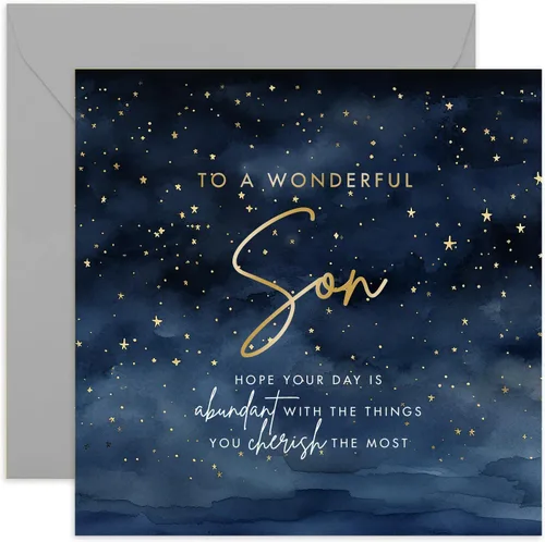 Miniatura 8 de Tarjeta de cumpleaños para nieto - Diseño de estrellas maravillosas - Tarjeta de cumpleaños masculina para hombres - Adulto, adolescente, niño