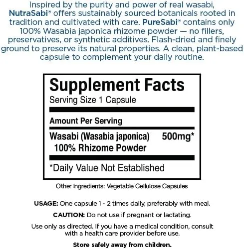 Miniatura 4 de PureSabi - Polvo de rizoma de wasabi de grado nutracéutico en cápsulas veganas - de plantas de Wasabia Japonica cultivadas orgánicamente