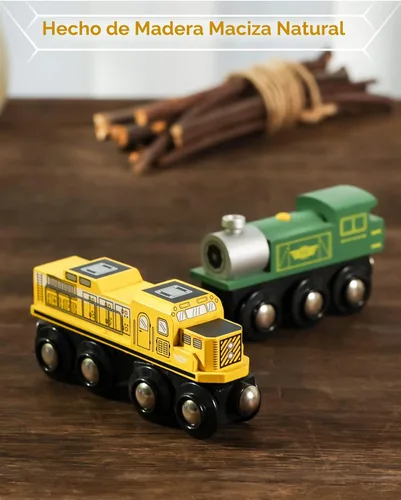 Miniatura 2 de Accesorios de set de tren de madera SainSmart Jr., set de coche de juguete magnético (10 piezas), compatible con todas las marcas principales