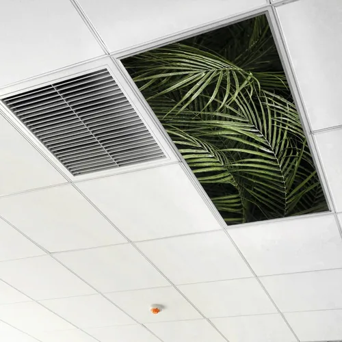 Miniatura 6 de Hojas de palmera tropicales, grandes, verde oscuro, cubiertas de luz fluorescente, 2 x 4, cubierta de luz de techo decorativo fluorescente