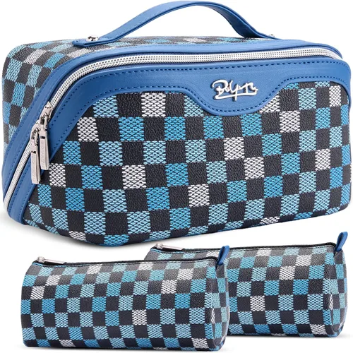 Miniatura 61 de BOYATU Bolsa organizadora de maquillaje de viaje, bolsa de cosméticos: Juego de 3 bolsas de maquillaje para mujeres con asa - Bolsas de aseo