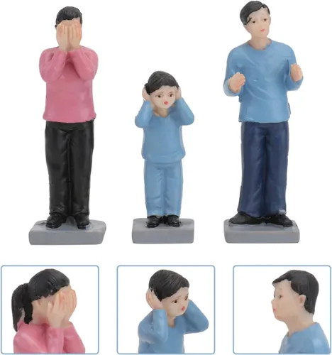 Miniatura 6 de Kisangel Juego de figuras pequeñas pintadas de 1.18 pulgadas con temática de disputas familiares, para decoración de jardín y juguetes para niños