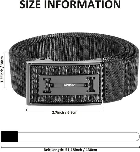 Miniatura 7 de Cinturón de trinquete para hombre, cinturón táctico de nailon con hebilla de clic automática, cincha extra gruesa de 1.3 pulgadas (negro)