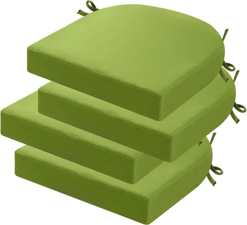 Miniatura 38 de idee-home Juego de 2 cojines de silla al aire libre, cojines de silla de patio de 19" x 19" x 3" gruesos impermeables con lazos para muebles