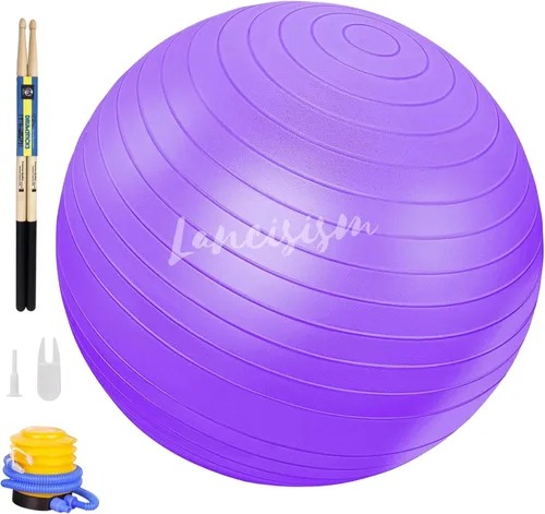 Juego de equipo de batería cardiovascular, pelota de ejercicio de 26 pulgadas con bomba y palos de batería cardiovasculares ponderados con