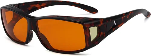 Miniatura 16 de Eyekepper Reducción de Luz Azul al 100%, Gafas de Computadora de Bloqueo Anti-Azul Fitover con Lente Extra Ámbar 1804-negro-100% bloqueo de luz azul
