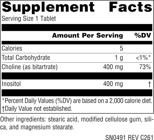 Miniatura 2 de Source Naturals Inositol y colina, apoya la función nerviosa saludable* - 800 mg -50 tabletas vegetarianas