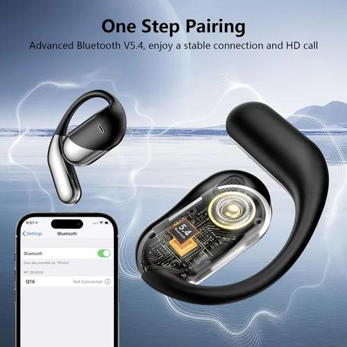 Miniatura 5 de Open Ear Clip Wireless Earbuds Bone Conduction Headphones, Bluetooth 5.4，Built-in Mic, IPX7 Waterproof, LED Display Charging Case,Ear Hooks Ear