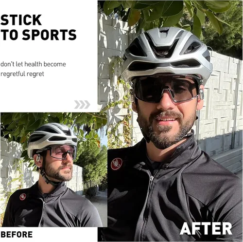 Miniatura 2 de SCVCN Photochromic Cycling Glasses Sport Sunglasses Clear MTB BMX Men Women Running Driving S145 Marco negro