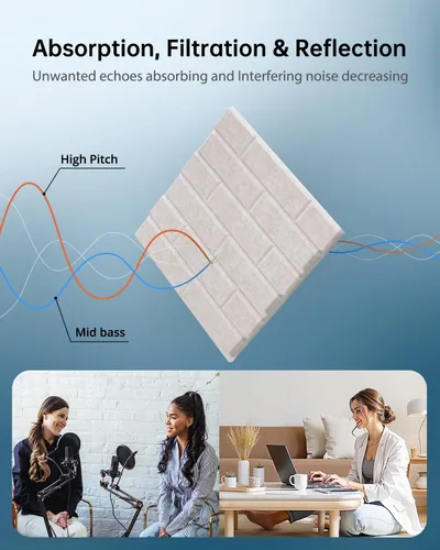 Miniatura 2 de Paneles acústicos para paredes, Panel de absorción de sonido con patrón de ladrillo, adhesivo para pegar y quitar, para techo, puerta, pared