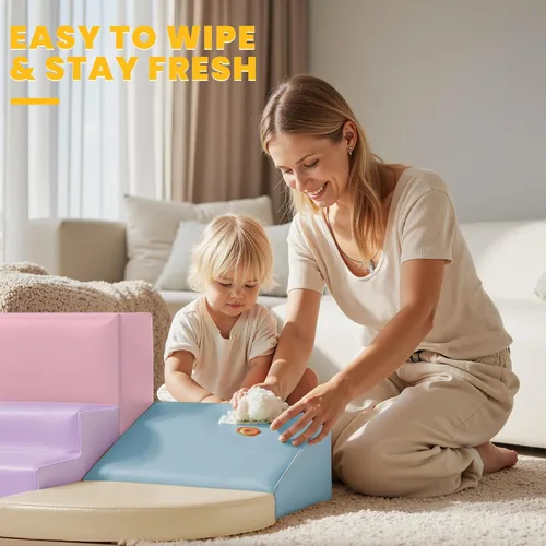 Miniatura 5 de Hoohtoot Bloques de escalada de espuma para niños pequeños: juego de 6 piezas de cuero sintético suave - Juguetes de escalada y gateo