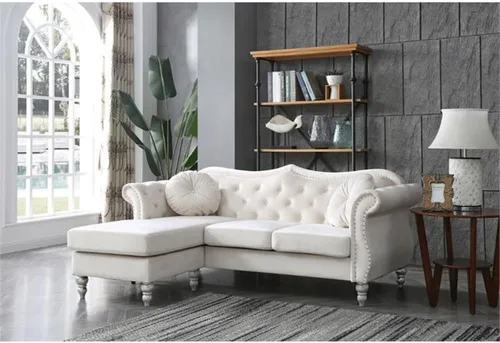 Miniatura 2 de Glory Furniture Sofá de terciopelo Hollywood Chaise en marfil