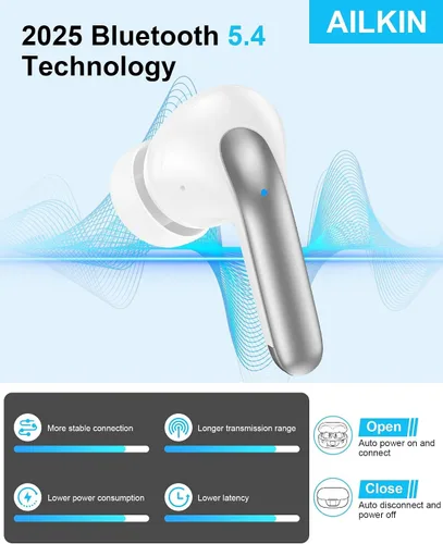 Miniatura 3 de Auriculares inalámbricos Bluetooth para iPhone 17e iPhone 17 Plus/17 Pro/17 Pro Max/16e/16/16 Plus/16 Pro/16 Pro Max/15/15 Pro, auriculares Samsung