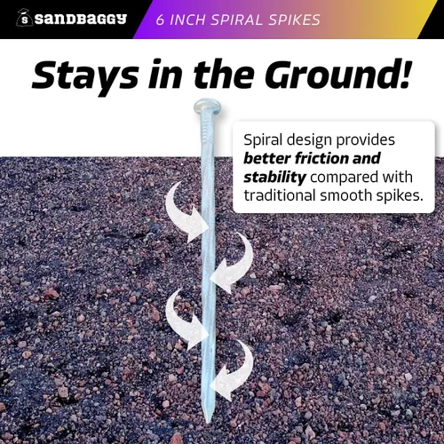 Miniatura 6 de Sandbaggy Estacas de césped artificial galvanizado de 6 pulgadas, clavos de paisaje en espiral, clavos de tierra para césped sintético, césped