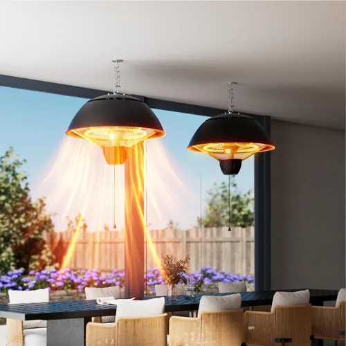 Miniatura 6 de Calentador eléctrico para exteriores, calentador de patio infrarrojo colgante de 1500 W para uso al aire libre, calentador eléctrico impermeable