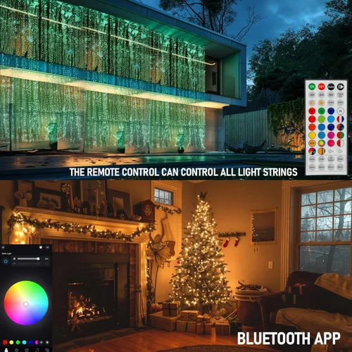 Miniatura 5 de Dazzle Bright - Luces de Navidad Inteligentes que Cambian de Color, 66 pies, 200 luces LED RGB con control remoto y aplicación, luces de árbol