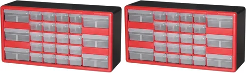 Miniatura 44 de Repisa para almacenamiento de piezas, de plástico, con 26 cajones Akro-Mils 10126REDBLK20, de 20 pulgadas x 10-1/4 pulgadas x 6-3/8 pulgadas, rojo