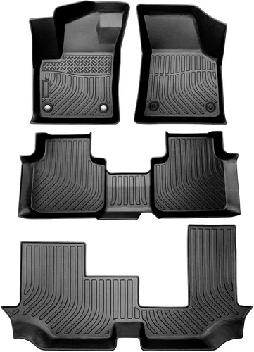Cartist Alfombrillas personalizadas para VW Atlas 2018-2025 2026 (asientos de banco de 7 pasajeros), juego completo de 3 filas para accesorios