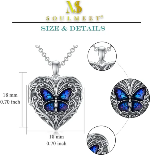 Miniatura 5 de SOULMEET Collar con medallón de plata de ley que sostiene fotos para mantener a alguien cerca de ti, medallón personalizado, joyería personalizada