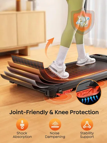 Miniatura 4 de Walking Pad Treadmill with 9% Incline & Dual LED Display, 4 in 1 Foldable Treadmill with Handle bar for Home/Office, 3.5HP Portable Under Desk