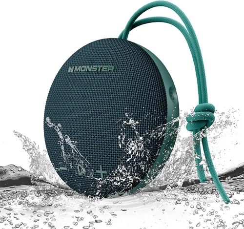 Altavoz Bluetooth Monster, Altavoz de Ducha IPX8 Impermeable, Bluetooth 5.4 con Sonido HD Fuerte y Graves Robustos, Tiempo de Reproducción Extra