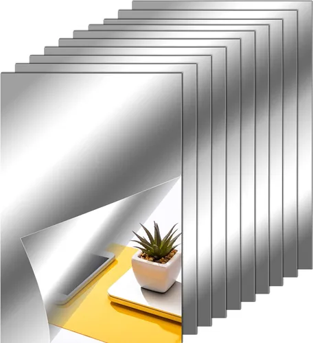 Miniatura 10 de Zonon Hojas de espejo flexibles autoadhesivas, no de vidrio, azulejos adhesivos para decoración de pared del hogar (20 piezas, 6 x 9 pulgadas)
