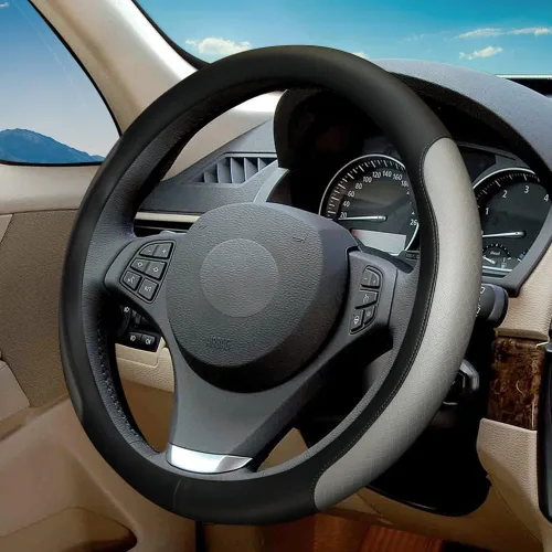 Miniatura 9 de Funda de volante de piel de microfibra con relieve clásico, protector de rueda antideslizante y transpirable para automóvil, ajuste para volantes