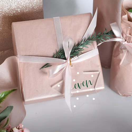 Miniatura 3 de UNIQOOO 100 hojas de papel de seda metálico premium oro rosa champán dorado a granel, papel de regalo para envolver regalos reciclable, accesorio