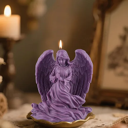 Miniatura 6 de Molde de vela en espiral de onda de silicona con forma de ángel María de ala grande, moldes de fundición de resina de silicona para velas, resina