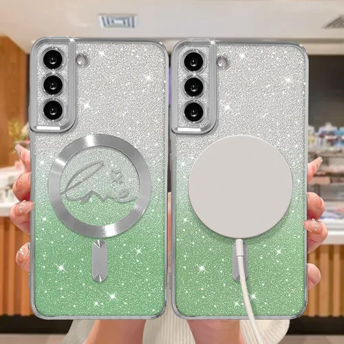 Miniatura 138 de ZONRW - Funda para Samsung Galaxy S22 Ultra magnética, para mujeres y niñas, cubierta trasera suave, lujosa, con corazón de amor, bling, degradado