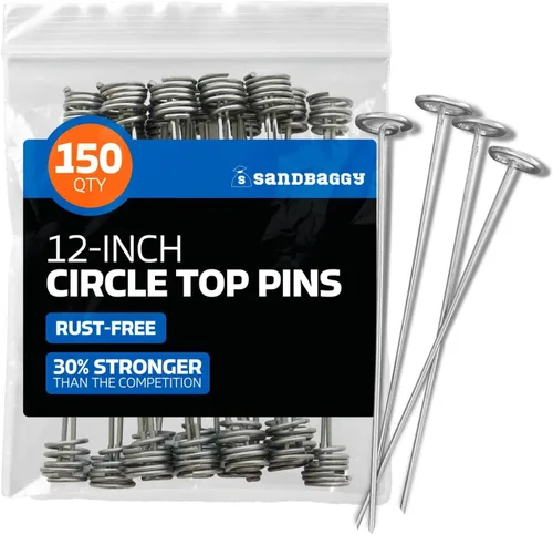 Miniatura 11 de Sandbaggy Estacas circulares de 30.5 cm - Alfileres de paisaje (galvanizados) - Estacas de jardín para paisajismo, césped artificial - Estacas