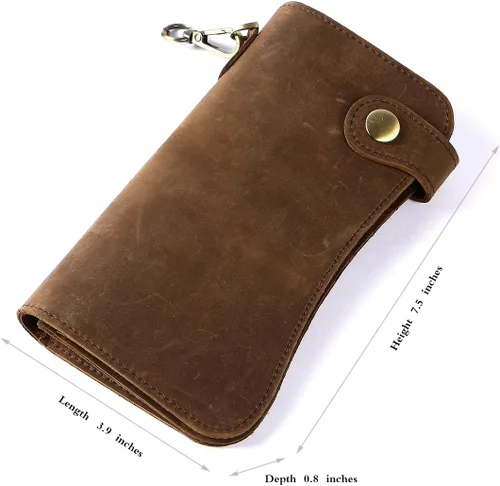 Miniatura 4 de Cartera de cuero para hombre con cadena de monedero bifold para tarjetas vintage