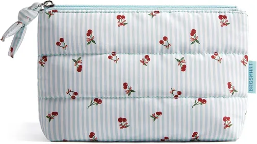 Miniatura 30 de BAGSMART Pequeña bolsa de maquillaje, neceser portátil esponjoso con cierre de cremallera con encanto, organizador de viaje resistente al agua