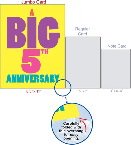 Miniatura 4 de NobleWorks - Tarjeta de felicitación de aniversario de 5ª boda grande de 8.5 x 11 pulgadas - Matrimonio de 5 años con sobre para hombres, mujeres