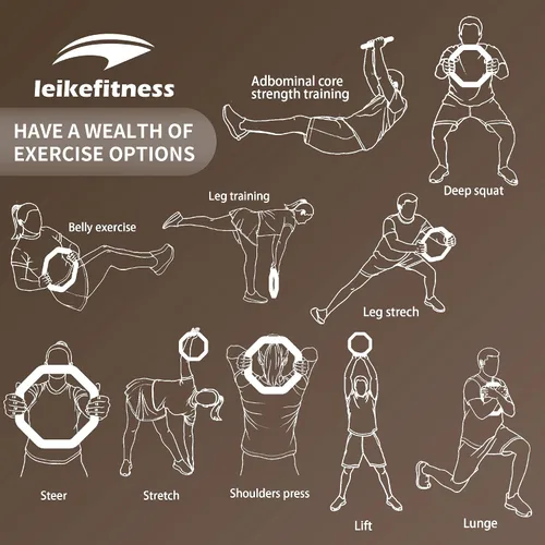Miniatura 6 de Leikefitness Anillo de Peso 2 en 1 Kettlebell y Mancuerna, hierro fundido + revestimiento de PVC, ejercicio de yoga, aeróbicos, entrenamiento