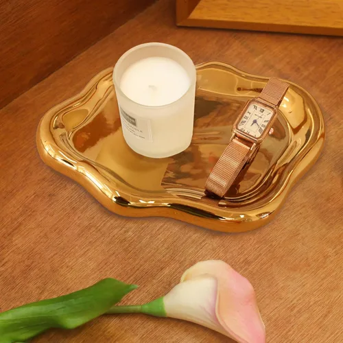 Miniatura 8 de CCINPPY Bandeja de cerámica para joyas y baratijas, bandeja decorativa en forma de nube para llaves para mujeres, plato porta anillos, plato bonito