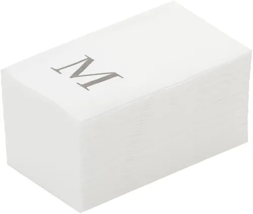 Miniatura 34 de Luxenap Toallas de invitados de tacto de lino de 15.8 X 7.9 pulgadas, 50 toallas de mano con letras - Letra dorada "S", fuente sans serif