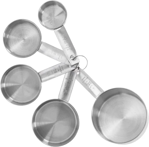 Miniatura 3 de Las tazas de medición del metal conveniente de la escala del claro del acero inoxidable fijaron alta exactitud para la cocina, plateado