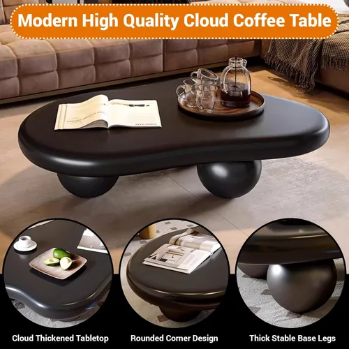 Miniatura 4 de Moderna mesa de centro Cloud con 3 patas redondas, mesas de centro de forma irregular, color crema, bonita forma libre, mesa central para sala