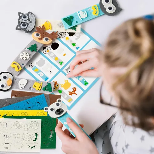 Miniatura 5 de HubirdSall Paquete de 24 marcapáginas de fieltro de animales polares, kit de manualidades reutilizables, haz tu propio marcador de animales árticos