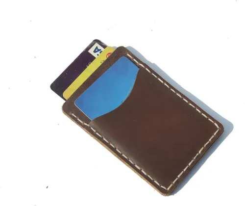 Miniatura 2 de Handcrafted Front Pocket Card Holder, Leather Minimalist Cardcase, Credit Card Holder, 3 Card Slots Unlined all-cow Pickup Bag