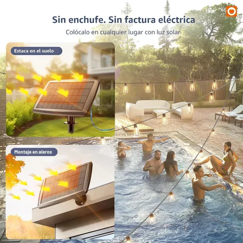 Miniatura 7 de addlon Luces de Cadena Solares de 102 pies (96+6) para exteriores con control remoto, 30 horas + luces de patio impermeables de larga duración, luz