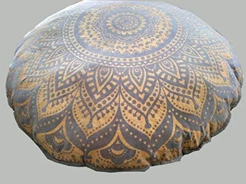 Miniatura 3 de Cojín redondo grande dorado para el suelo, funda otomana, almohada para meditación, cojín de suelo para adultos, puf otomano, fundas de tiro
