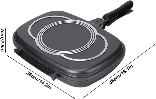 Miniatura 6 de Sartén abatible de doble cara para parrilla, utensilios de cocina, utensilios de cocina, sartén antiadherente, sartén de doble cara para uso