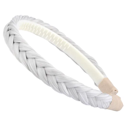 Miniatura 13 de Ancho de 1.5 cm Banda de pelo sintético trenzada estrecha con dientes para mujeres y niñas (Negro)